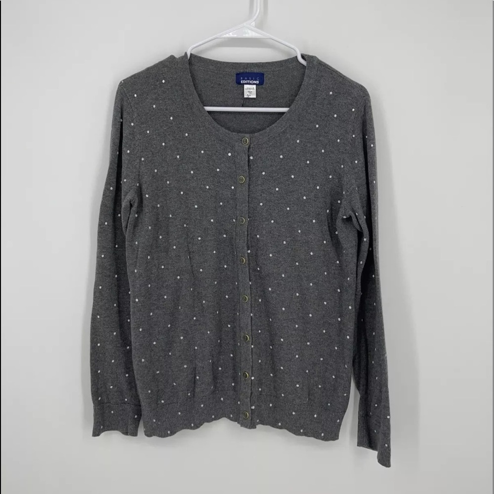 Basic Editions Polka Dot Cardigan Sweater Sz S